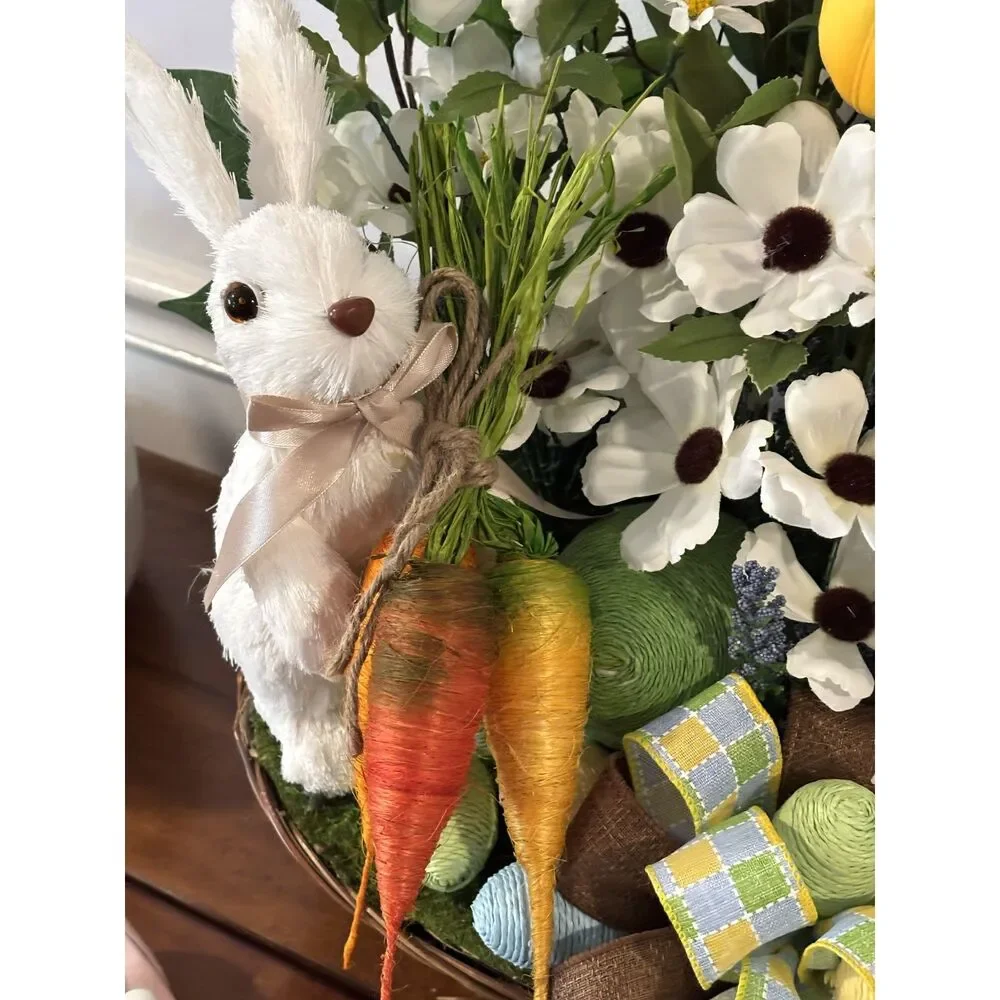 Easter Bunny Basket Center Piece with Tulips and Daisey's
